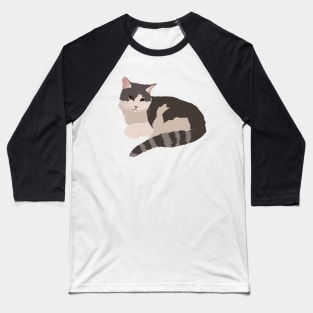 Gray and White Cat Baseball T-Shirt